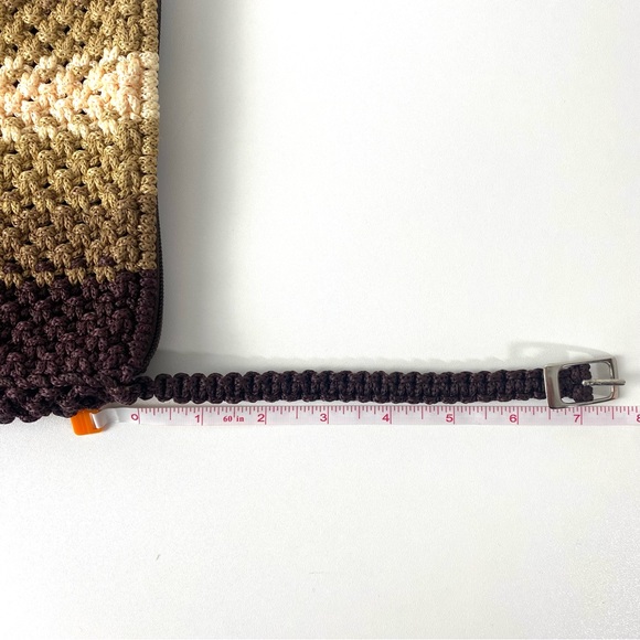 Macrame Crossbody Boho Style Purse Neutral Brown Tan Cream with Adjustable Strap - Picture 14 of 15